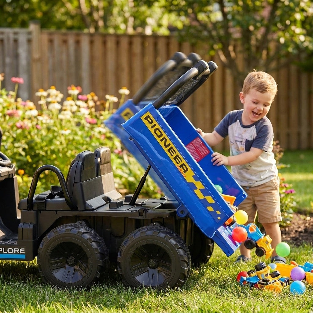 24V Kids Ride on Dump Truck with Electric Dump Bed 2-Seater 4WD