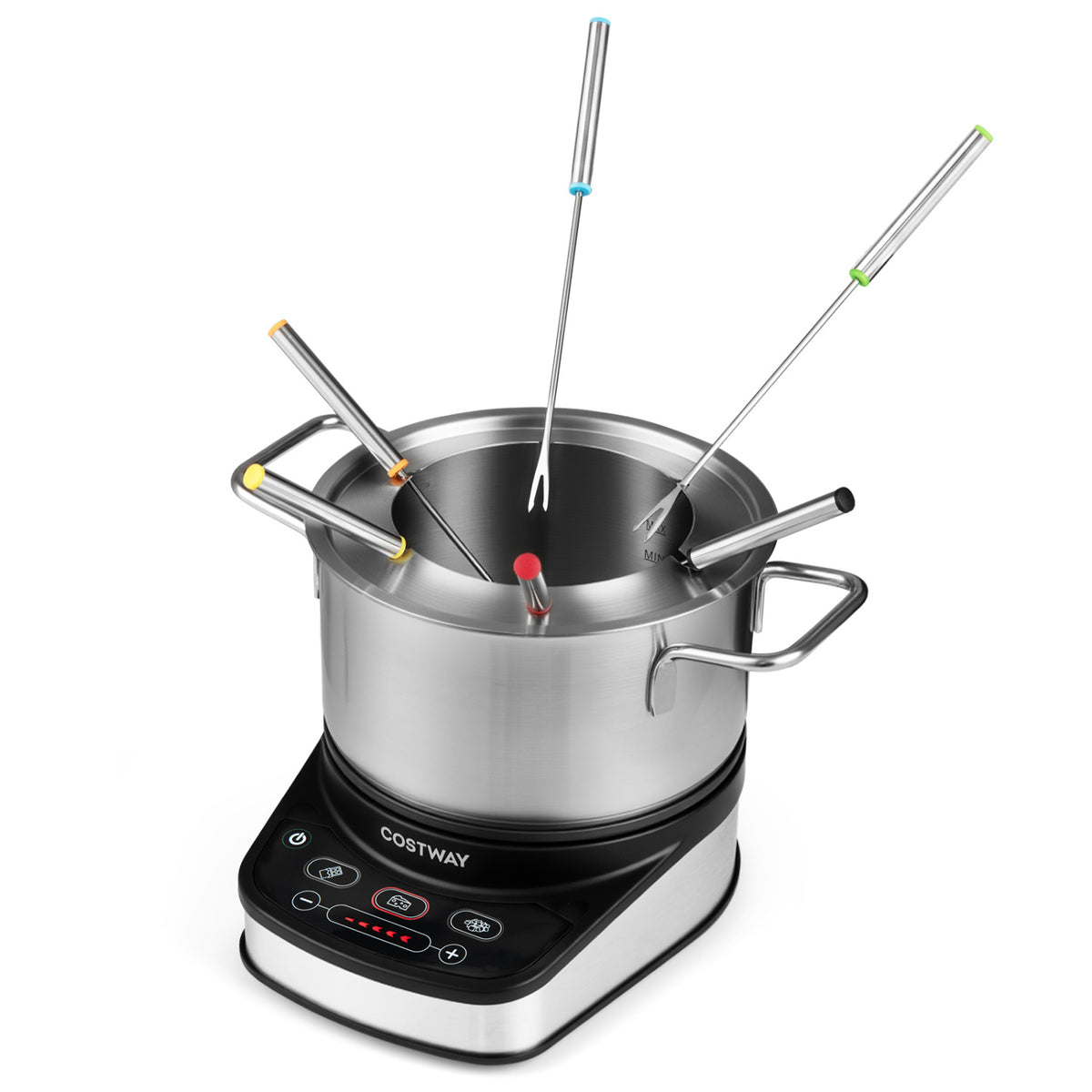 1200W Electric Fondue Pot Set with 3.2 QT Removable Pot 6 Color-Coded Fork