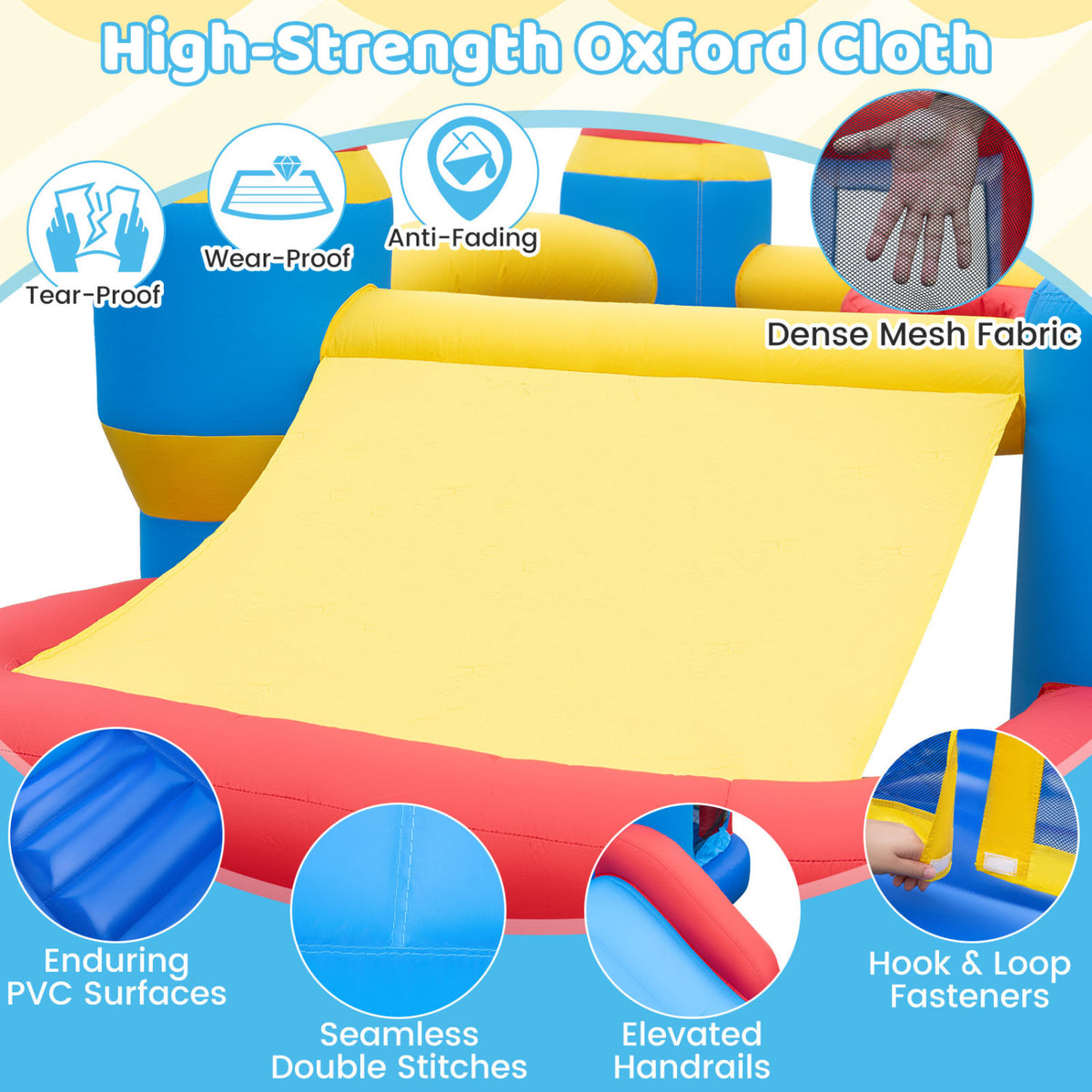Inflatable Bounce House for Kids with Ocean Ball Football and Basketball for Birthday Party Carnival