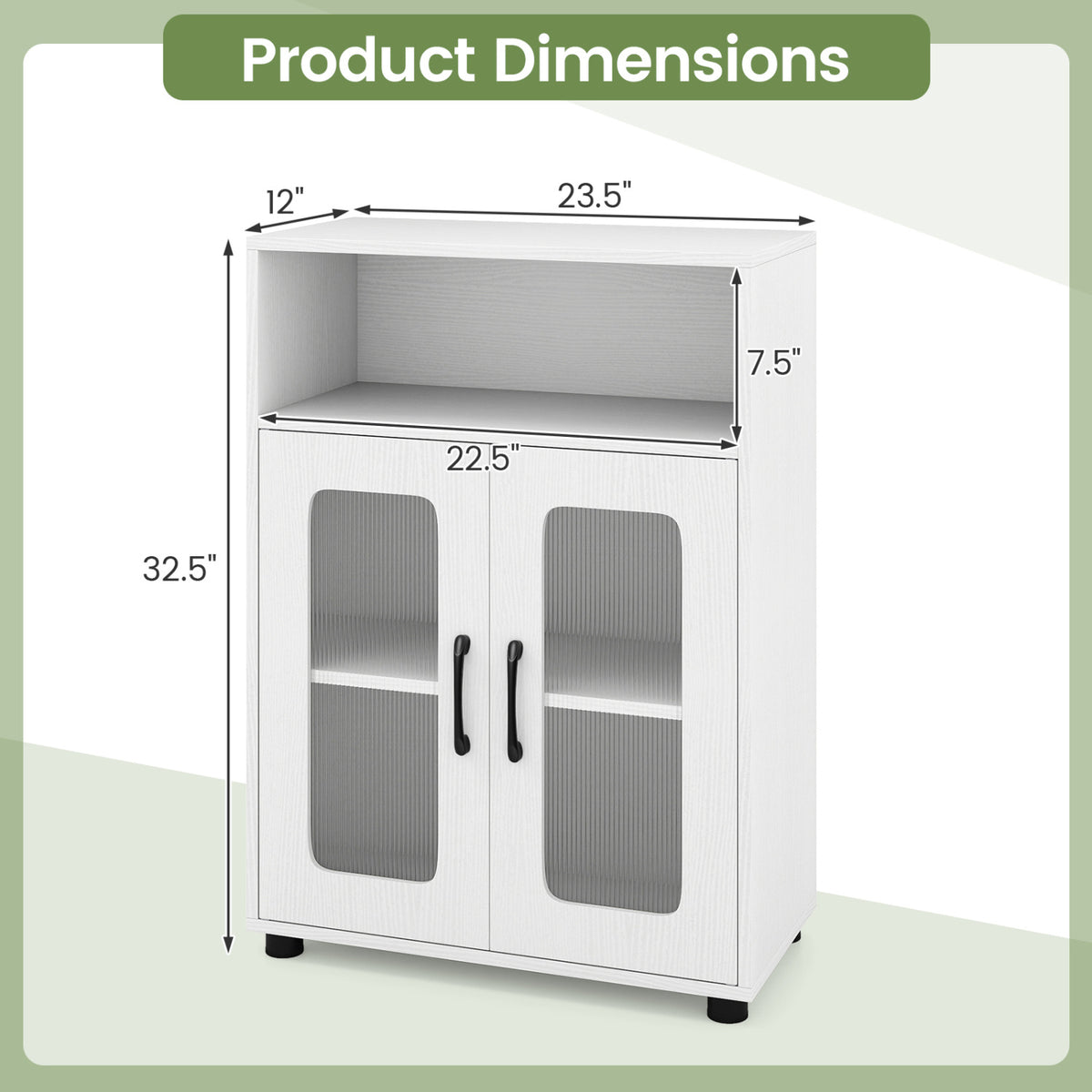 Bathroom Cabinet Set with 59 Inch Tall Cabinet and 2-Door Floor Cabinet-White