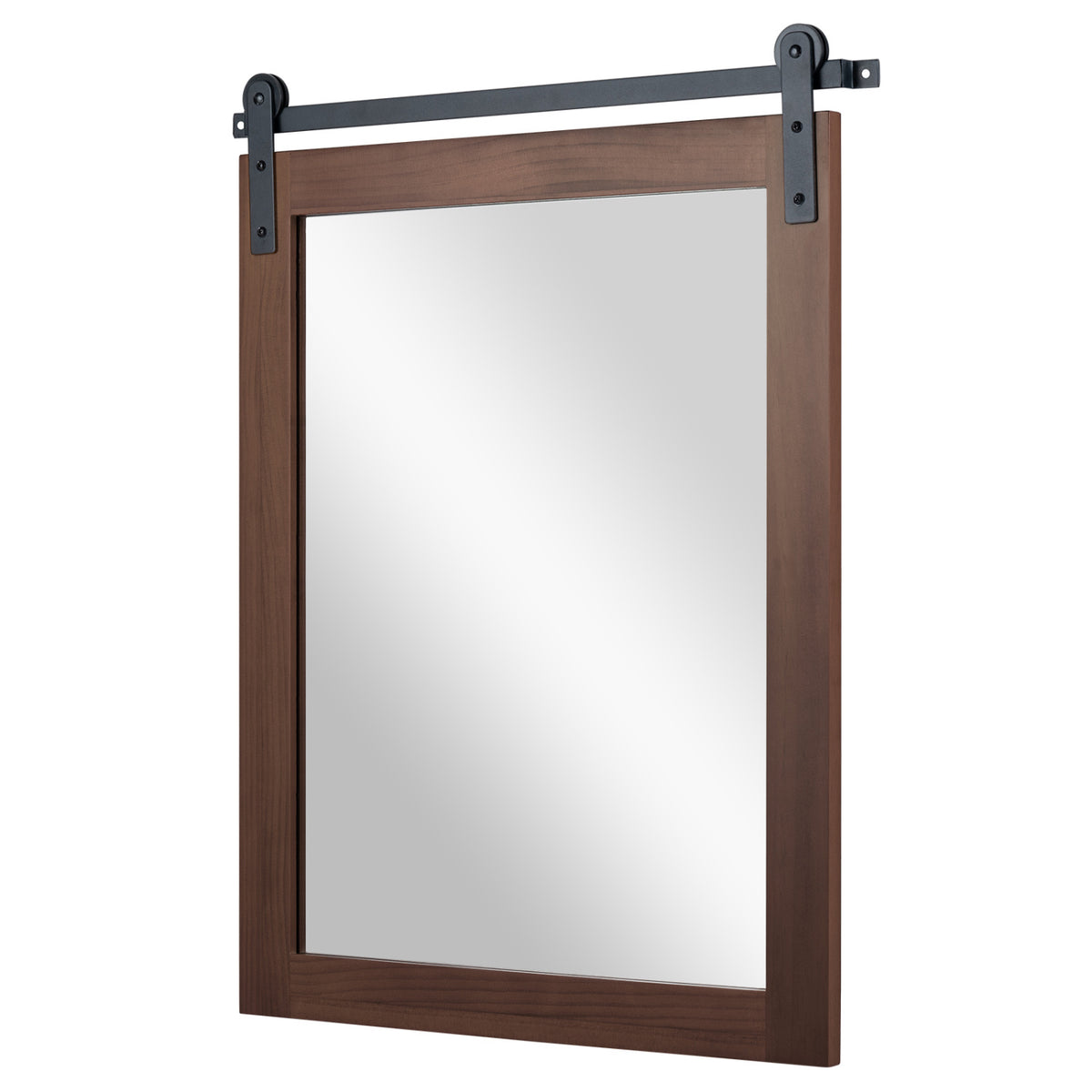 29" x 23" Rectangle Farmhouse Wall Mirror with Metal Bracket for Bathroom-Rustic Brown