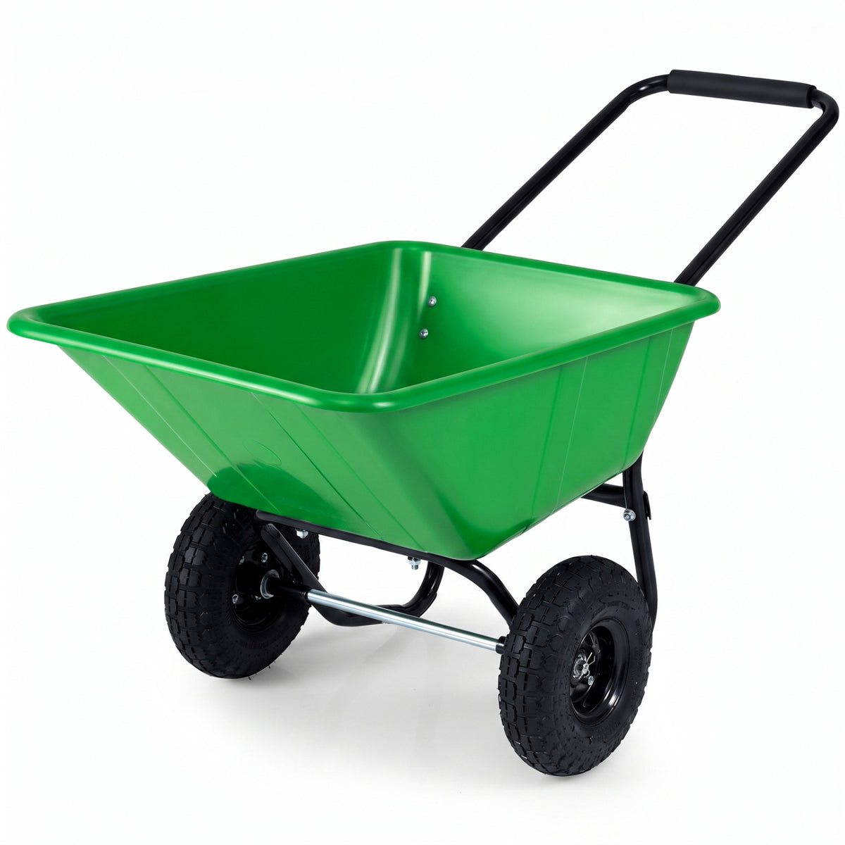 Dual-Wheel Wheelbarrow Garden Utility Cart with Pneumatic Tires-Light Green