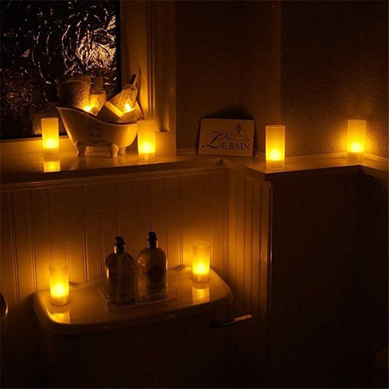 USB Charge One Piece Yellow Light LED Rechargeable Flameless Tea Light Candle With USB Flameless Flickering Candles Tea lights Decoration Parties Weddings Family Dinner Outdoor Picnic Chargeable LED Battery Candles