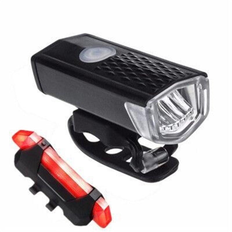 USB Rechargeable 3 Mode Bicycle Front Light Lamp Bike Headlight Cycling LED Powerful Bicycle Front Headlight Waterproof Bike Headlight End Tail Light Set 300 Lumen