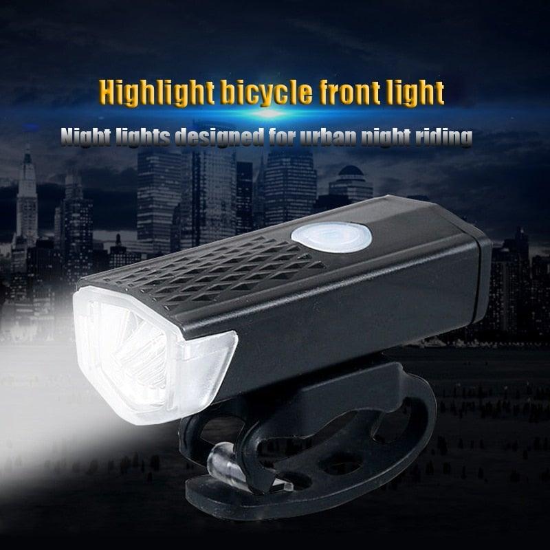 USB Rechargeable 3 Mode Bicycle Front Light Lamp Bike Headlight Cycling LED Powerful Bicycle Front Headlight Waterproof Bike Headlight End Tail Light Set 300 Lumen
