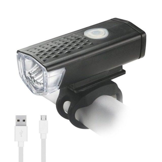 USB Rechargeable 3 Mode Bicycle Front Light Lamp Bike Headlight Cycling LED Powerful Bicycle Front Headlight Waterproof Bike Headlight End Tail Light Set 300 Lumen