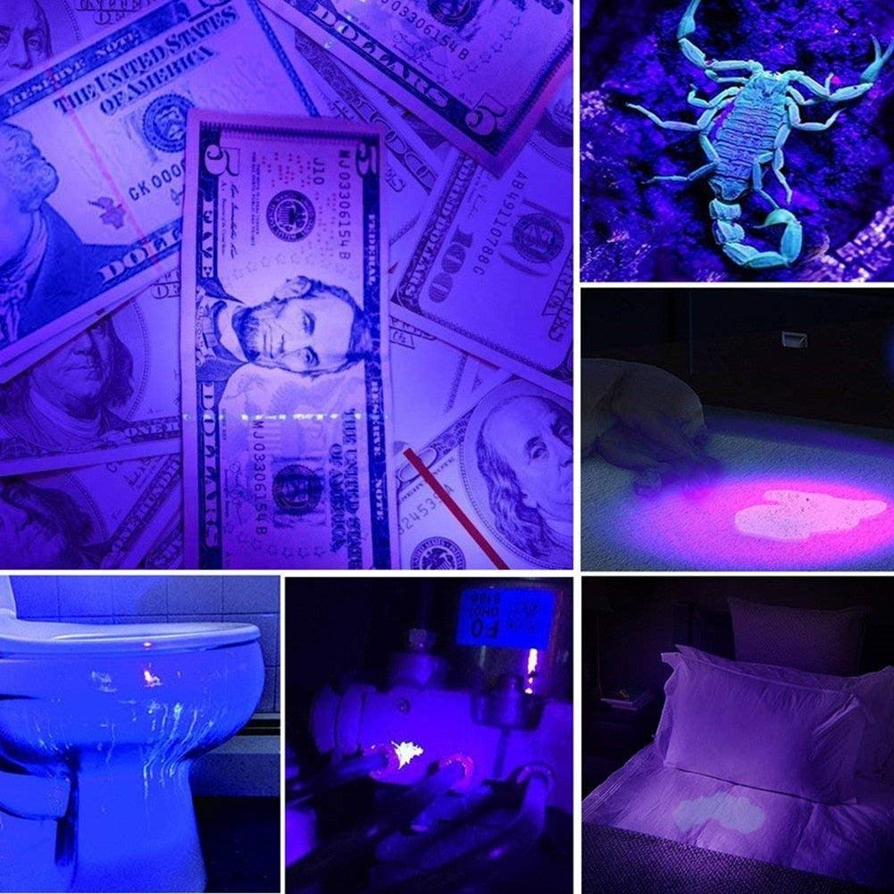 UV 365nm light wood's lamp Rechargeable Portable Mini Handheld Fluorescent Agent Purple Light USB Ultraviolet Flashlight Detection Flashlight For Dog Urine Pet Stains 370nm