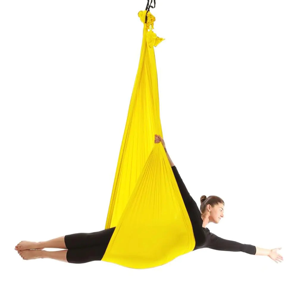 Wellsem Deluxe L:5.5 Yards W:3 Yard Yoga Flying Swing Aerial Yoga Hammock Silk Fabric for Yoga Bodybuilding(5mx2.8m) (Yellow)