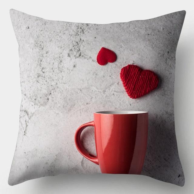 Valentines Day Red Heart And Flowers Pillow Cover Decorative Cushion Case Home Decor Sofa Couch Bedroom Car Flower Pillow Covers Love Pillow Covers Decorative Linen Square Throw Pillow Covers Couple Cushion Cases Home Decor for Sofa Bedroom Car 45x45cm
