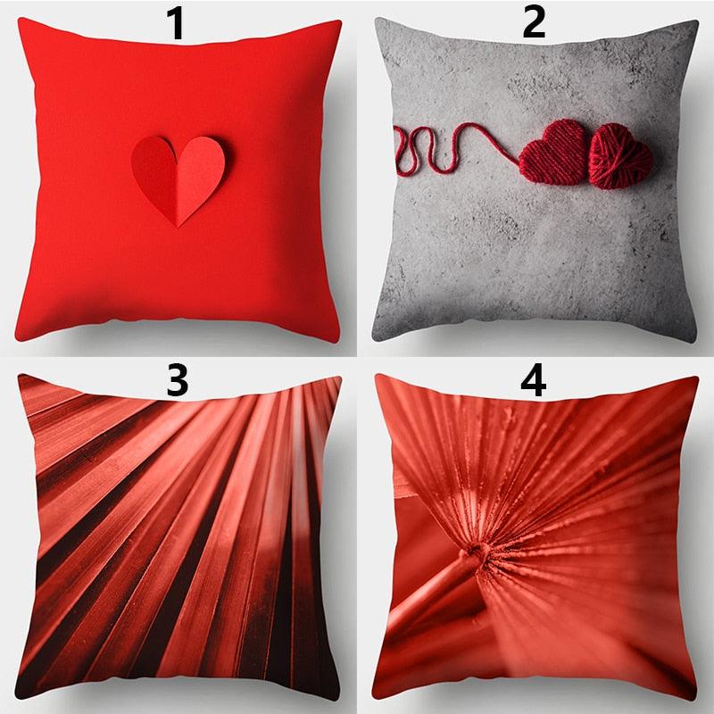 Valentines Day Red Heart And Flowers Pillow Cover Decorative Cushion Case Home Decor Sofa Couch Bedroom Car Flower Pillow Covers Love Pillow Covers Decorative Linen Square Throw Pillow Covers Couple Cushion Cases Home Decor for Sofa Bedroom Car 45x45cm