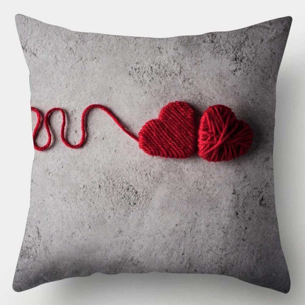 Valentines Day Red Heart And Flowers Pillow Cover Decorative Cushion Case Home Decor Sofa Couch Bedroom Car Flower Pillow Covers Love Pillow Covers Decorative Linen Square Throw Pillow Covers Couple Cushion Cases Home Decor for Sofa Bedroom Car 45x45cm