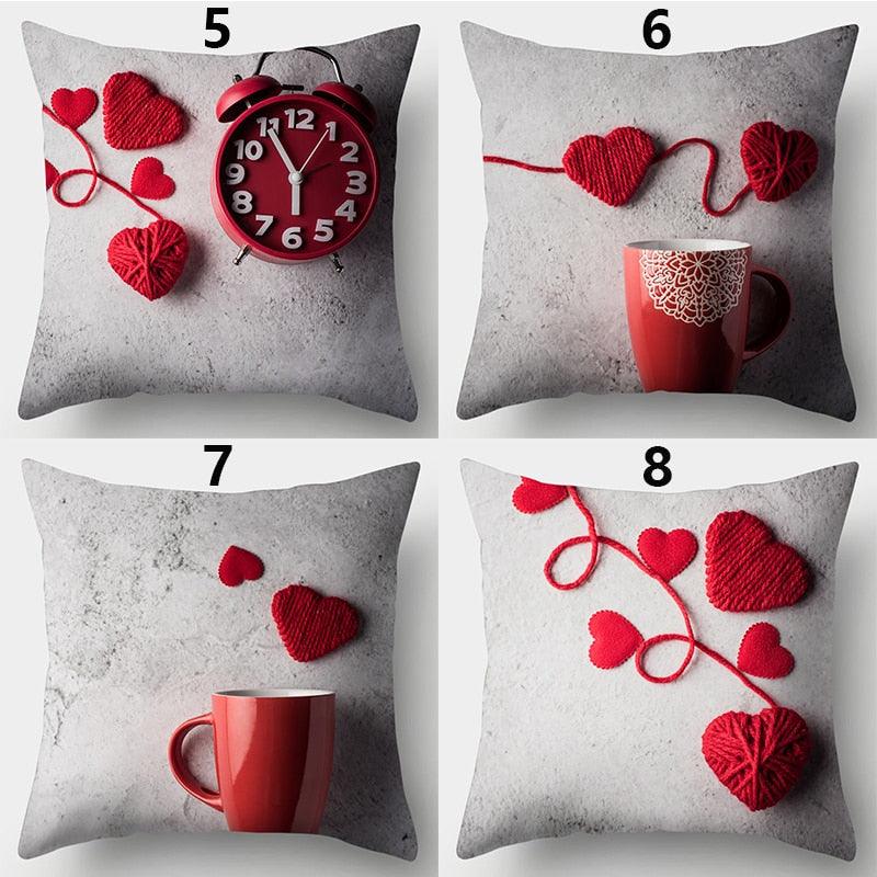 Valentines Day Red Heart And Flowers Pillow Cover Decorative Cushion Case Home Decor Sofa Couch Bedroom Car Flower Pillow Covers Love Pillow Covers Decorative Linen Square Throw Pillow Covers Couple Cushion Cases Home Decor for Sofa Bedroom Car 45x45cm