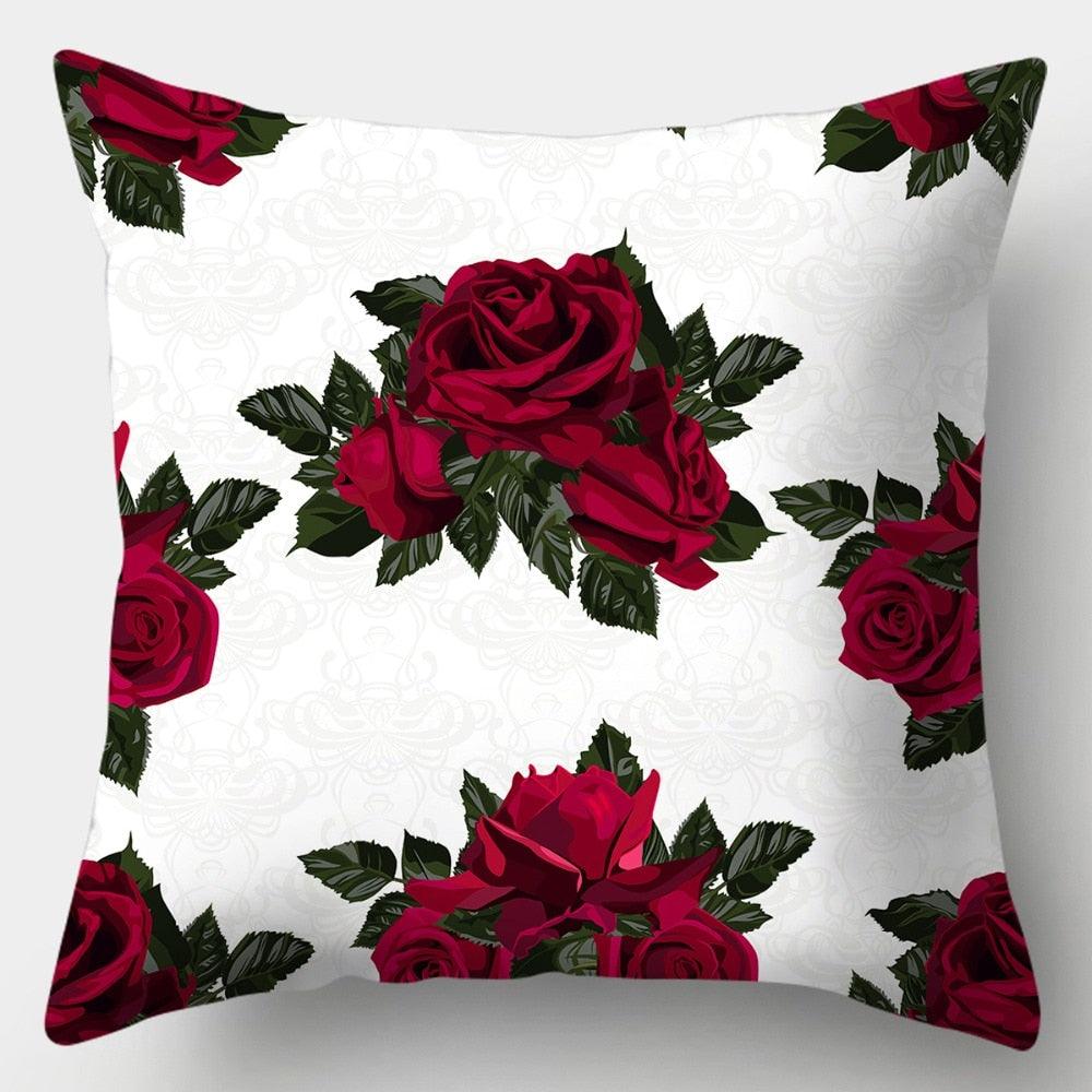 Valentines Day Red Heart And Flowers Pillow Cover Decorative Cushion Case Home Decor Sofa Couch Bedroom Car Flower Pillow Covers Love Pillow Covers Decorative Linen Square Throw Pillow Covers Couple Cushion Cases Home Decor for Sofa Bedroom Car 45x45cm