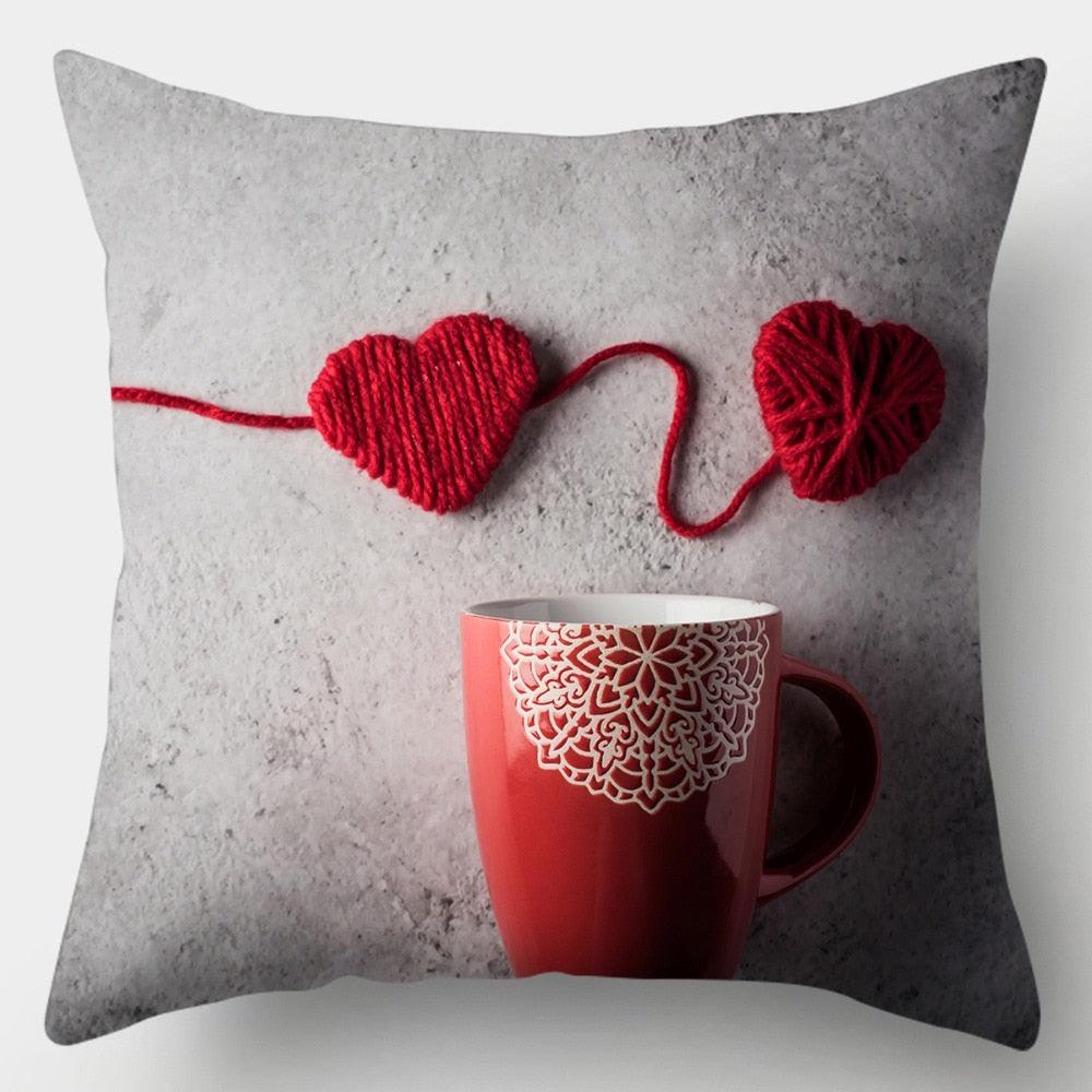 Valentines Day Red Heart And Flowers Pillow Cover Decorative Cushion Case Home Decor Sofa Couch Bedroom Car Flower Pillow Covers Love Pillow Covers Decorative Linen Square Throw Pillow Covers Couple Cushion Cases Home Decor for Sofa Bedroom Car 45x45cm