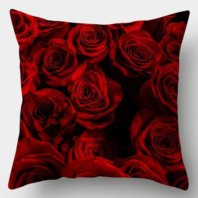Valentines Day Red Heart And Flowers Pillow Cover Decorative Cushion Case Home Decor Sofa Couch Bedroom Car Flower Pillow Covers Love Pillow Covers Decorative Linen Square Throw Pillow Covers Couple Cushion Cases Home Decor for Sofa Bedroom Car 45x45cm