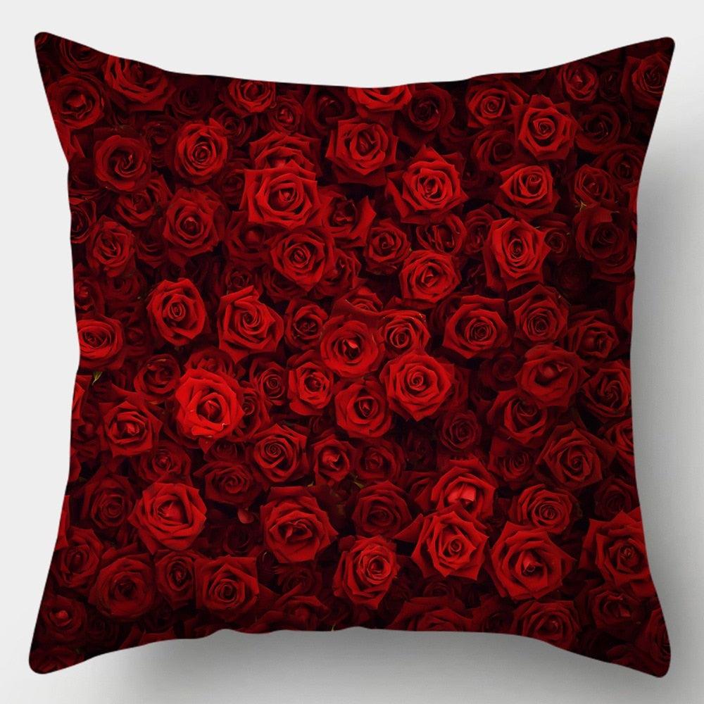 Valentines Day Red Heart And Flowers Pillow Cover Decorative Cushion Case Home Decor Sofa Couch Bedroom Car Flower Pillow Covers Love Pillow Covers Decorative Linen Square Throw Pillow Covers Couple Cushion Cases Home Decor for Sofa Bedroom Car 45x45cm