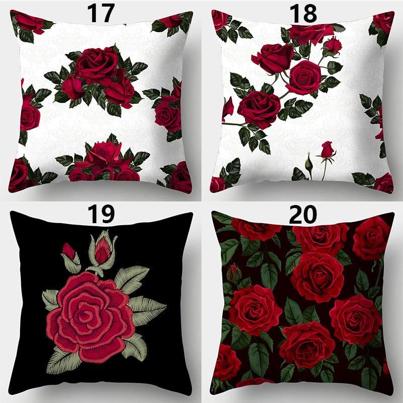 Valentines Day Red Heart And Flowers Pillow Cover Decorative Cushion Case Home Decor Sofa Couch Bedroom Car Flower Pillow Covers Love Pillow Covers Decorative Linen Square Throw Pillow Covers Couple Cushion Cases Home Decor for Sofa Bedroom Car 45x45cm