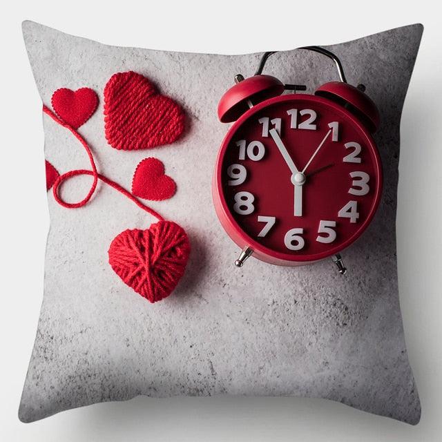 Valentines Day Red Heart And Flowers Pillow Cover Decorative Cushion Case Home Decor Sofa Couch Bedroom Car Flower Pillow Covers Love Pillow Covers Decorative Linen Square Throw Pillow Covers Couple Cushion Cases Home Decor for Sofa Bedroom Car 45x45cm