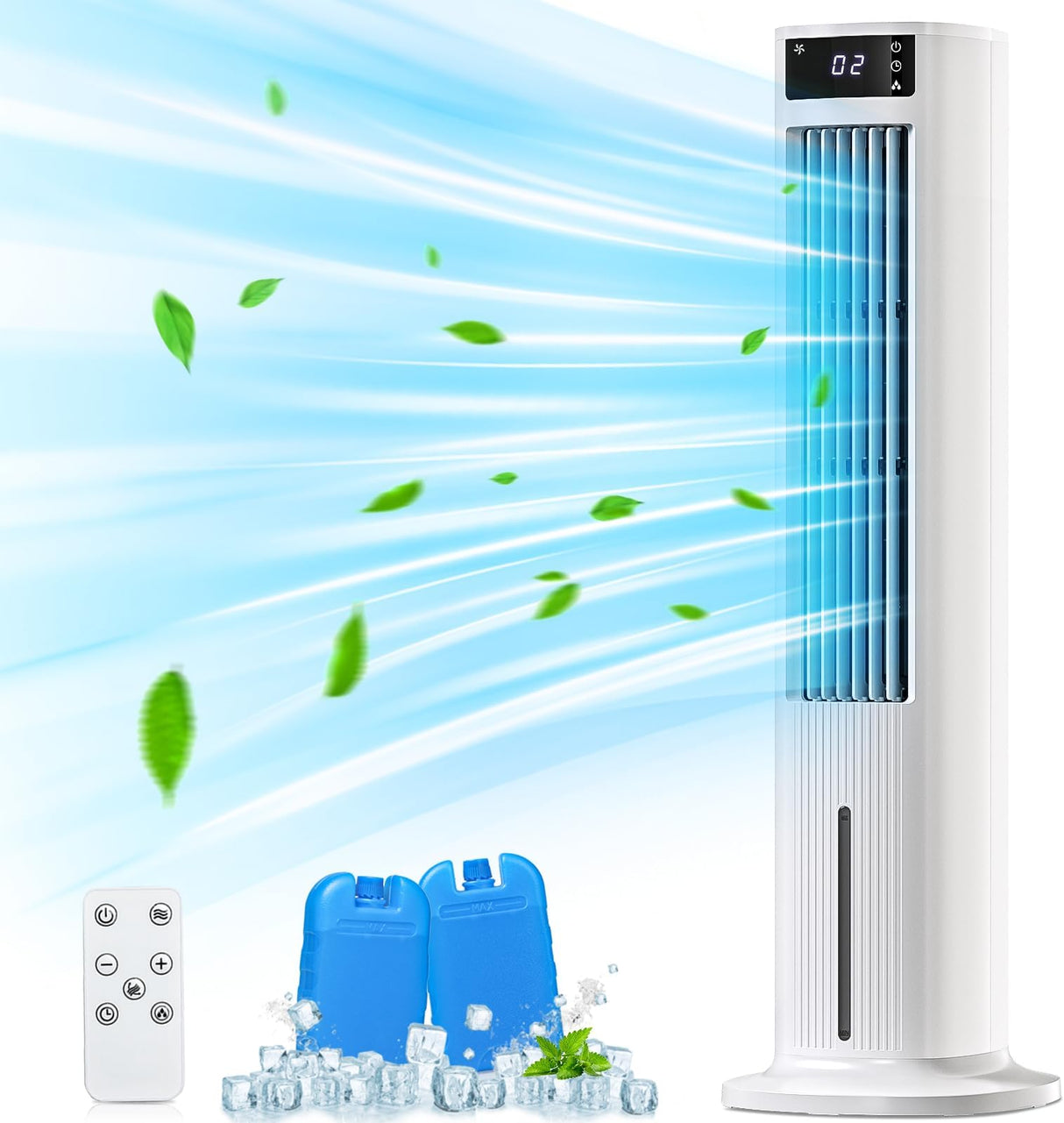 vaporative Air Cooler, 40" Cooling Fan that Blow Cold Air, Swamp Cooler with 80° Oscillation,