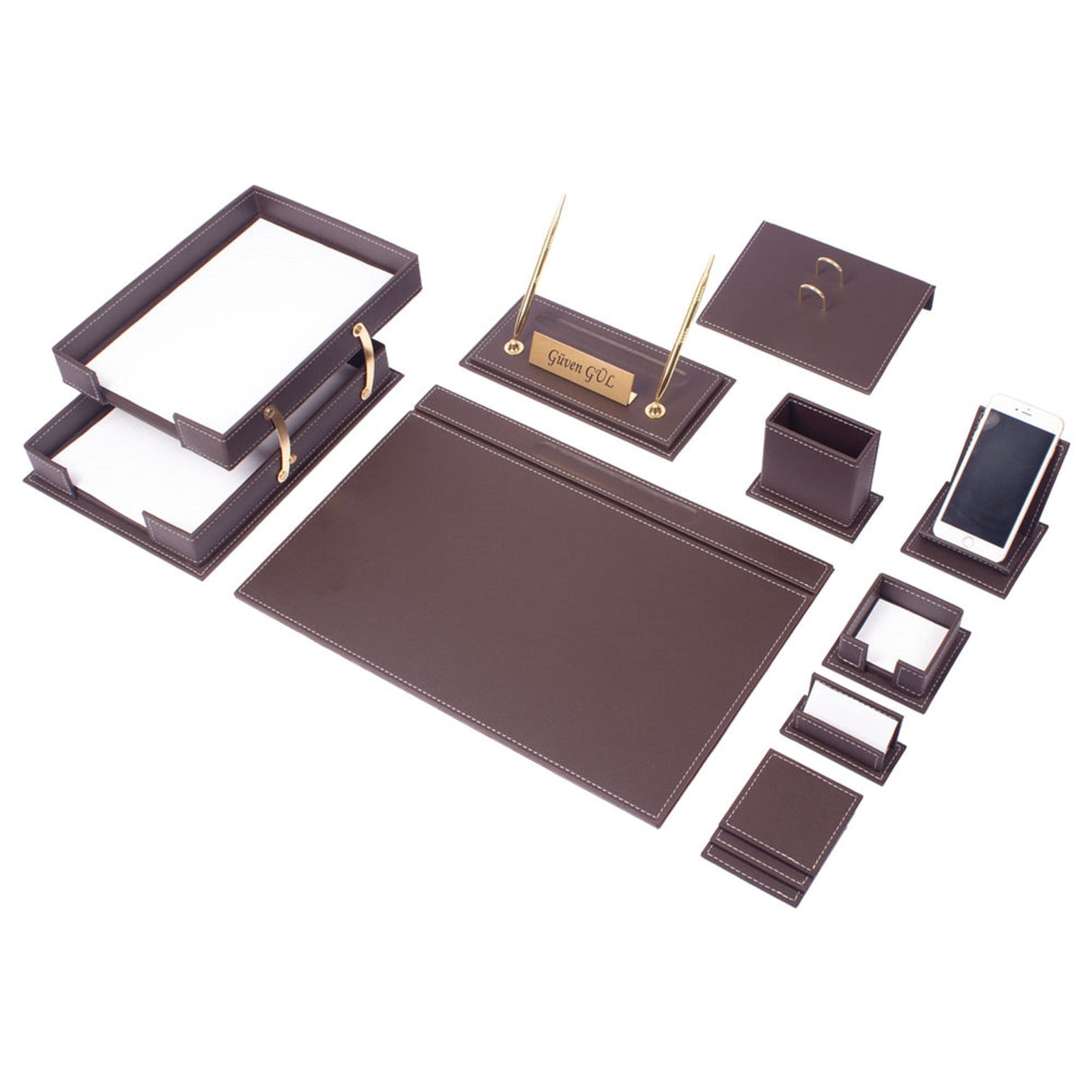 MOOG Luxury Desk Set - Double Document Tray- Black- 13 PCS