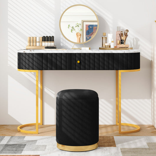 Velvet/Linen Fabric Storage Ottoman Set of 2-Black