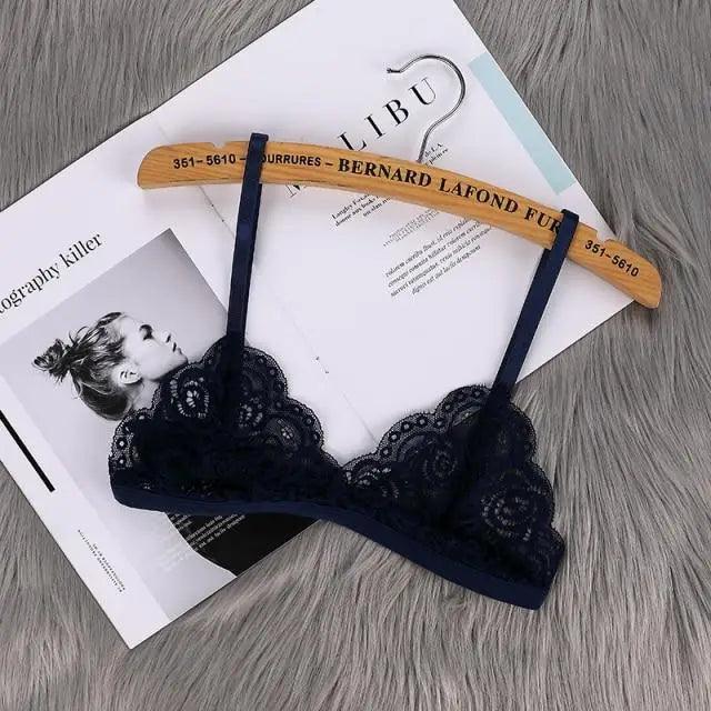 Vintage Style Women's Thin Bra Without Chest Pad Fashionable Sexy Lace Bra Back Buckle Tube Top Women's Underwear Summer Clothes