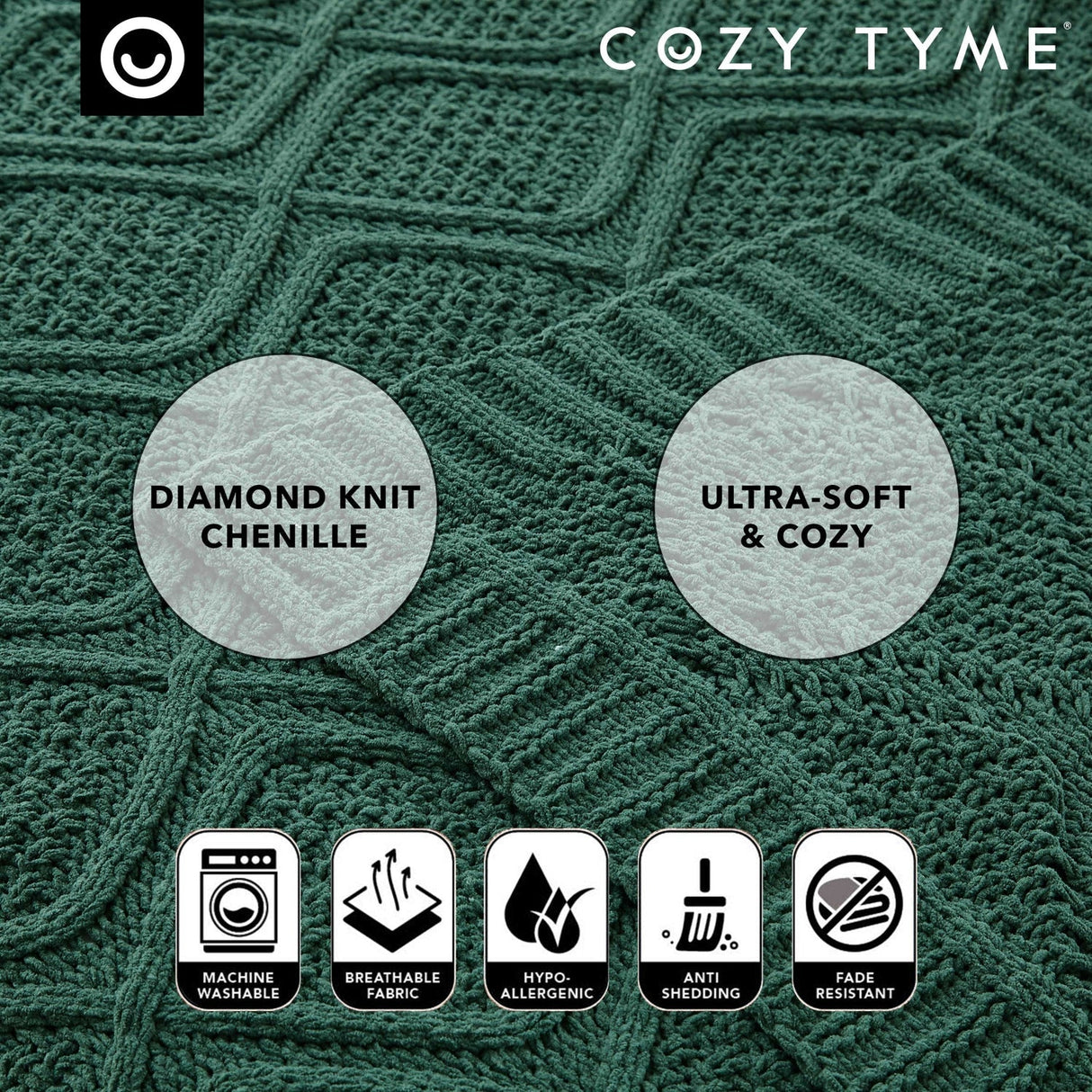 Rosa Chenille Diamond Cable Throw