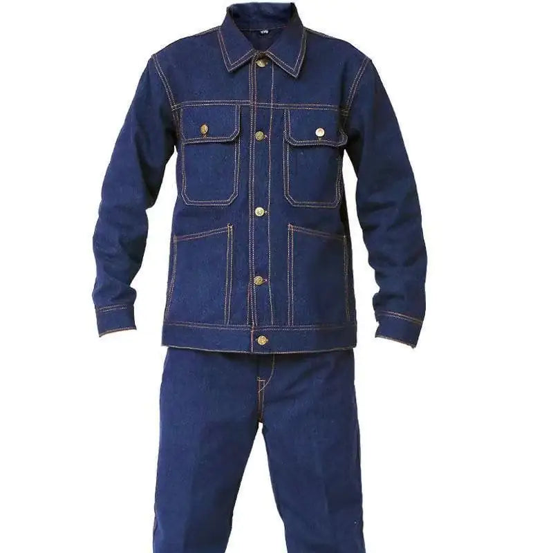 Thick Denim Overalls Suit - Wear Resistant Design