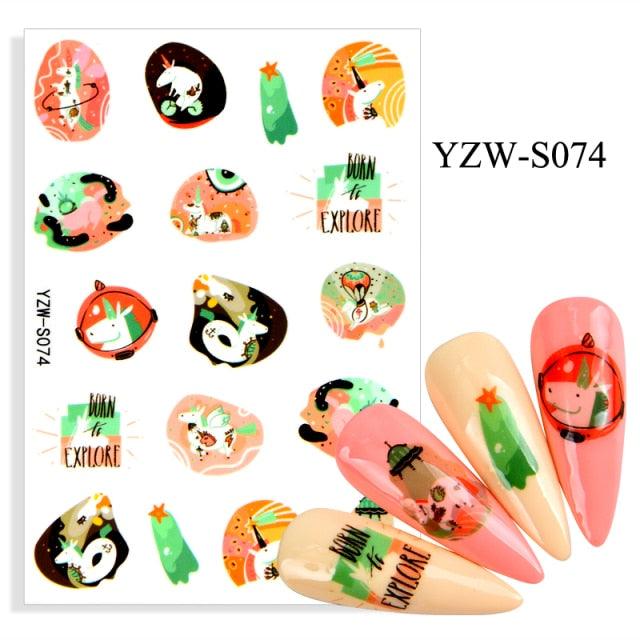 Water Decal Nail Art Decorations Nail Sticker Tattoo Full Cover Beauty Decals Manicure Supplies Accessories Women Kids Girls Manicure Decoration Nail Art Supplies 3D Self-Adhesive Nail Decals Designer Nail Stickers for Acrylic Nails