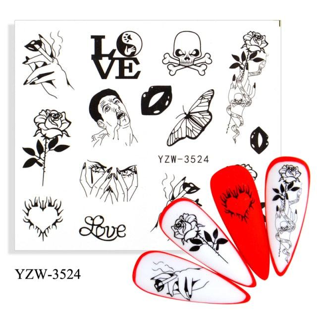 Water Decal Nail Art Decorations Nail Sticker Tattoo Full Cover Beauty Decals Manicure Supplies Accessories Women Kids Girls Manicure Decoration Nail Art Supplies 3D Self-Adhesive Nail Decals Designer Nail Stickers for Acrylic Nails