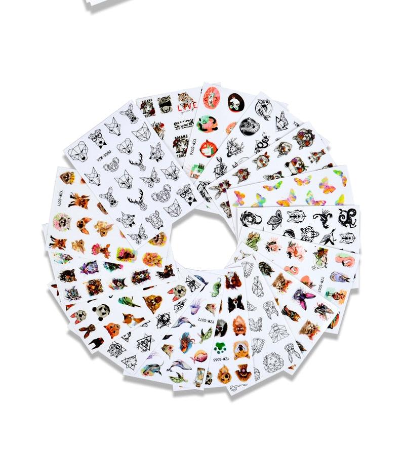 Water Decal Nail Art Decorations Nail Sticker Tattoo Full Cover Beauty Decals Manicure Supplies Accessories Women Kids Girls Manicure Decoration Nail Art Supplies 3D Self-Adhesive Nail Decals Designer Nail Stickers for Acrylic Nails