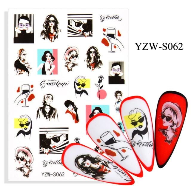 Water Decal Nail Art Decorations Nail Sticker Tattoo Full Cover Beauty Decals Manicure Supplies Accessories Women Kids Girls Manicure Decoration Nail Art Supplies 3D Self-Adhesive Nail Decals Designer Nail Stickers for Acrylic Nails