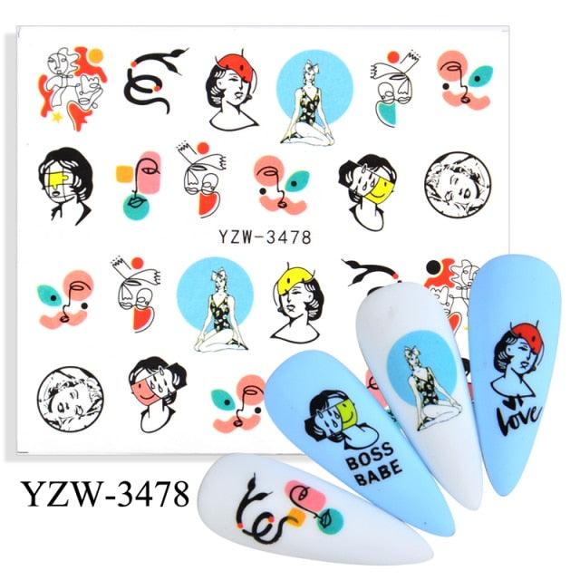 Water Decal Nail Art Decorations Nail Sticker Tattoo Full Cover Beauty Decals Manicure Supplies Accessories Women Kids Girls Manicure Decoration Nail Art Supplies 3D Self-Adhesive Nail Decals Designer Nail Stickers for Acrylic Nails