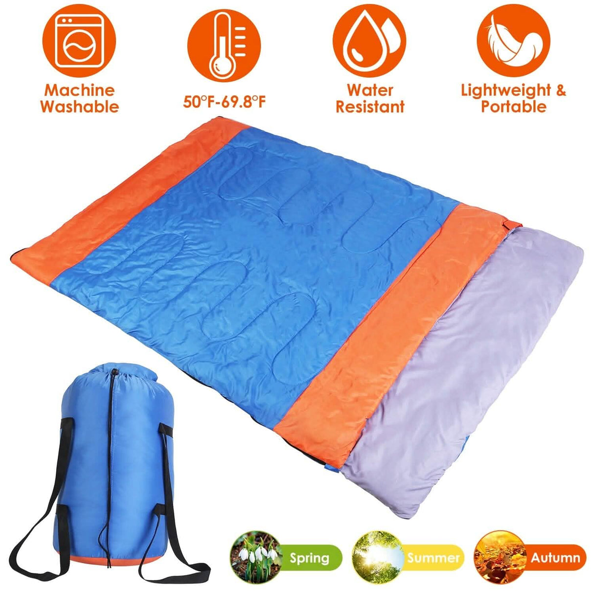 Water Resistant Camping Cotton Liner Sleeping Bag with Sack