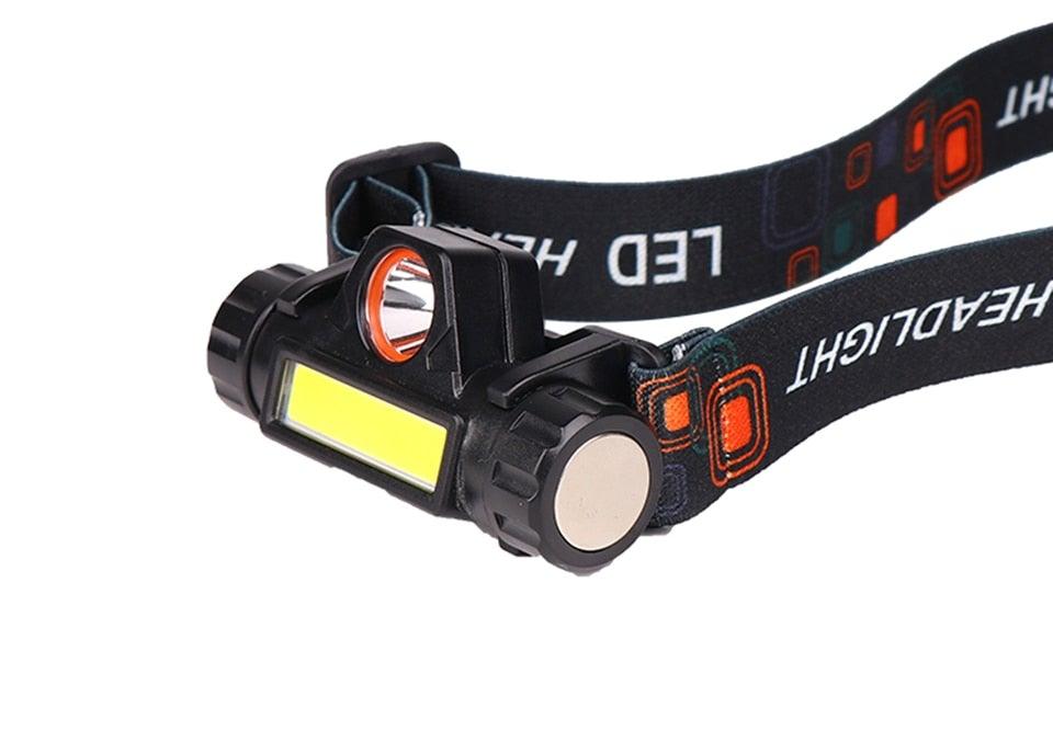 Waterproof 2 Light Mode USB LED Headlight With Magnet Rechargeable Headlamp Built-in 18650 Battery Flashlight COB Work Light For Outdoor Camping Cycling Fishing Headlamp Flashlight