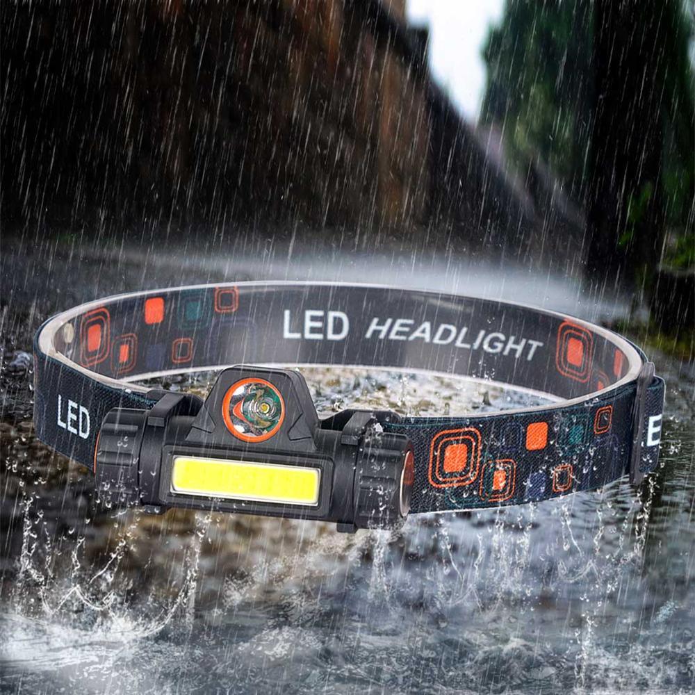 Waterproof 2 Light Mode USB LED Headlight With Magnet Rechargeable Headlamp Built-in 18650 Battery Flashlight COB Work Light For Outdoor Camping Cycling Fishing Headlamp Flashlight