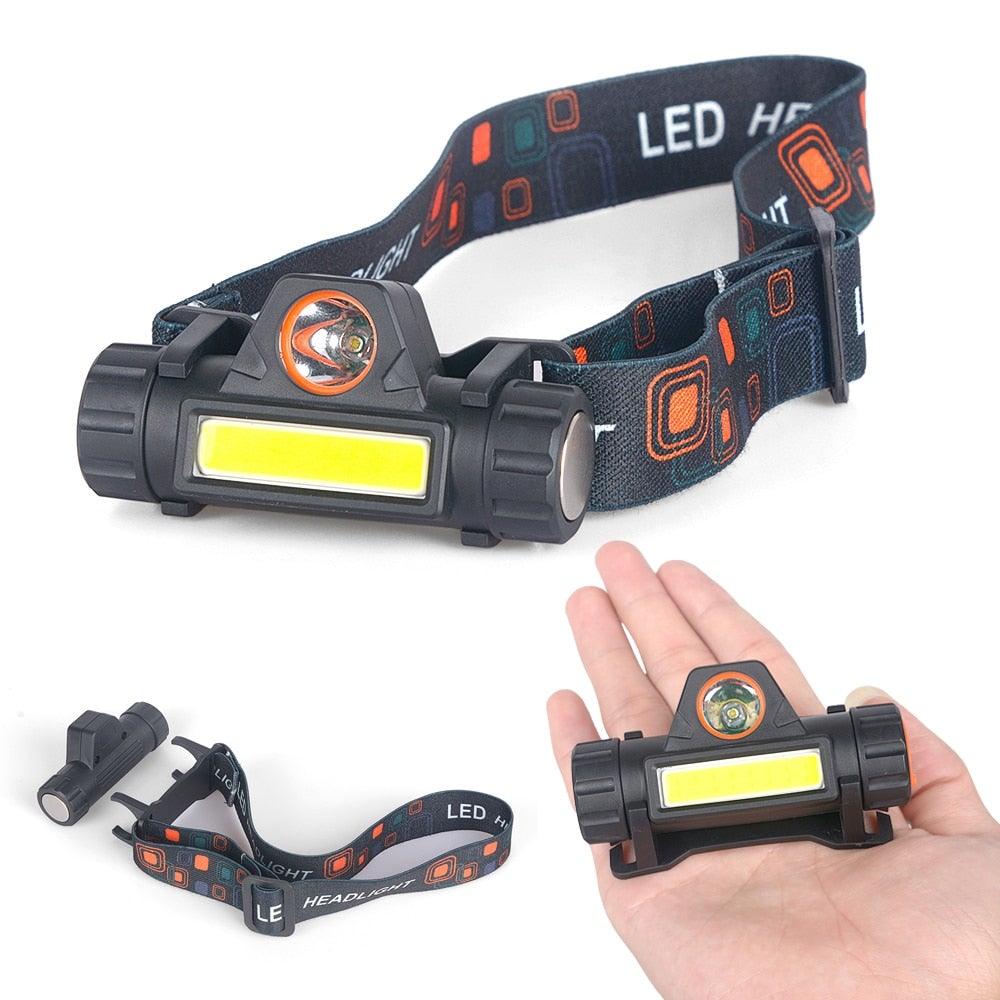 Waterproof 2 Light Mode USB LED Headlight With Magnet Rechargeable Headlamp Built-in 18650 Battery Flashlight COB Work Light For Outdoor Camping Cycling Fishing Headlamp Flashlight