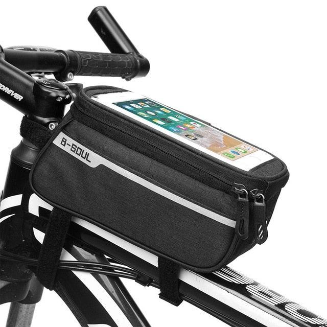 Waterproof Bicycle Bag Nylon Bike Cycling Cell Mobile Phone Bag Case Bicycle Front Tube Bags Accessories Bike Phone Front Frame Bag Bicycle Bag Waterproof Bike Phone Mount Bag Bike Phone Case Holder Accessories Cycling Pouch Compatible With Phone