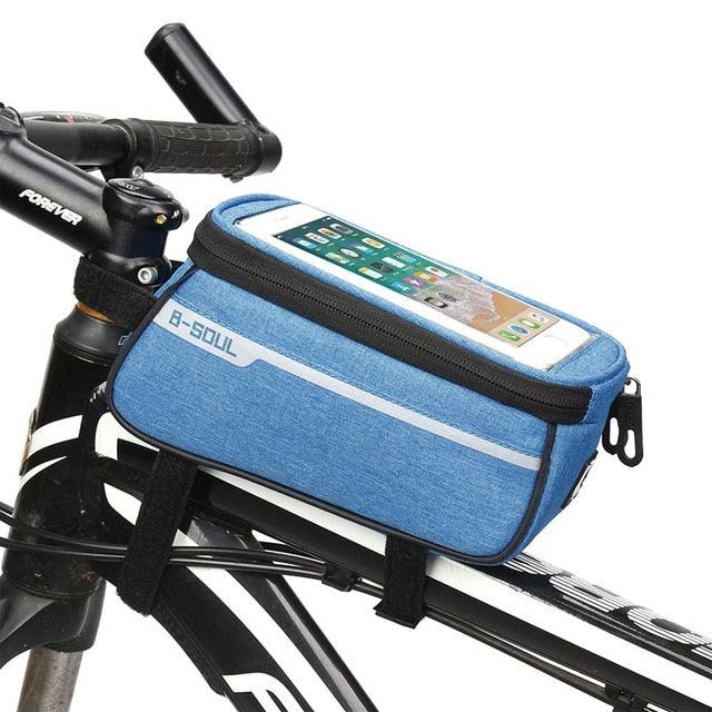 Waterproof Bicycle Bag Nylon Bike Cycling Cell Mobile Phone Bag Case Bicycle Front Tube Bags Accessories Bike Phone Front Frame Bag Bicycle Bag Waterproof Bike Phone Mount Bag Bike Phone Case Holder Accessories Cycling Pouch Compatible With Phone