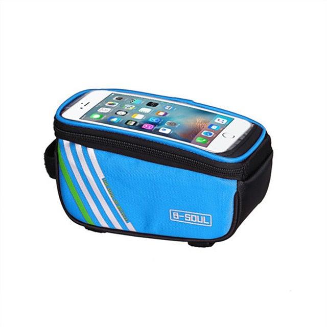 Waterproof Bicycle Bag Nylon Bike Cycling Cell Mobile Phone Bag Case Bicycle Front Tube Bags Accessories Bike Phone Front Frame Bag Bicycle Bag Waterproof Bike Phone Mount Bag Bike Phone Case Holder Accessories Cycling Pouch Compatible With Phone