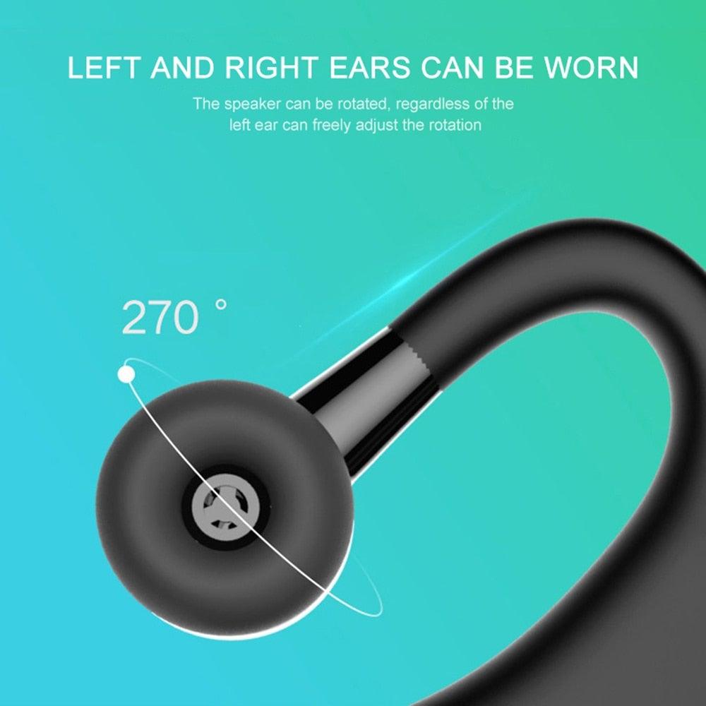 Waterproof Wireless Bluetooth Handsfree Earphone Single Headphone Elegant Black Design Comfortable Long Wireless Range Headset Business Office Earbud With Microphone Waterproof Loud Voice Sport Earphones