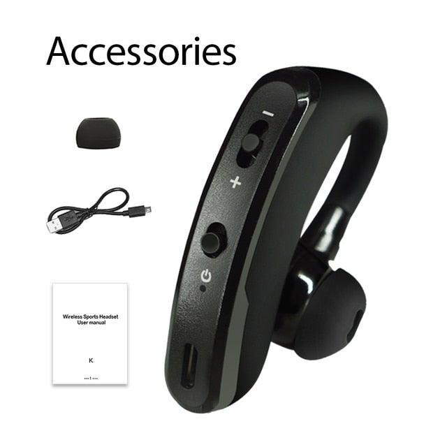 Waterproof Wireless Bluetooth Handsfree Earphone Single Headphone Elegant Black Design Comfortable Long Wireless Range Headset Business Office Earbud With Microphone Waterproof Loud Voice Sport Earphones