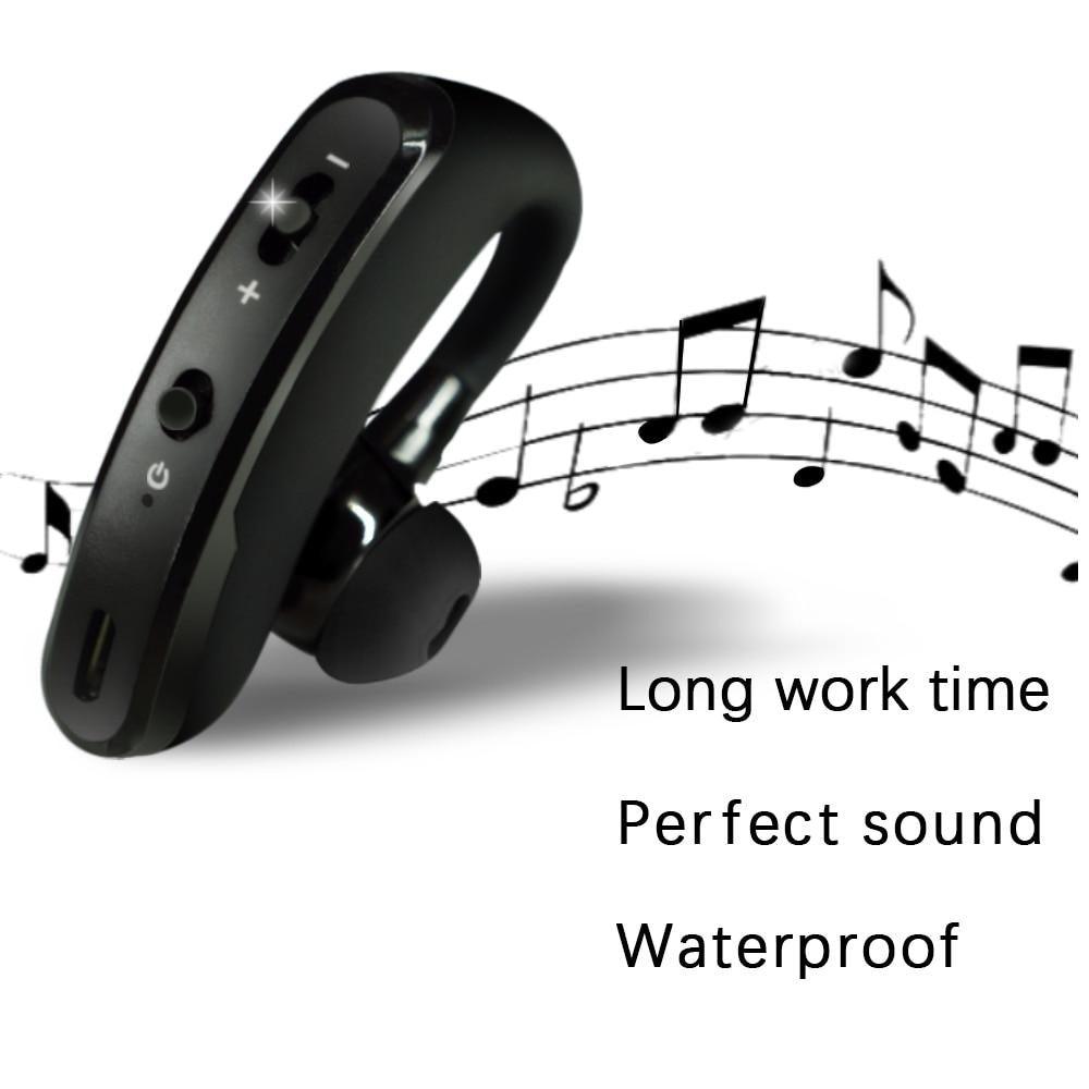 Waterproof Wireless Bluetooth Handsfree Earphone Single Headphone Elegant Black Design Comfortable Long Wireless Range Headset Business Office Earbud With Microphone Waterproof Loud Voice Sport Earphones