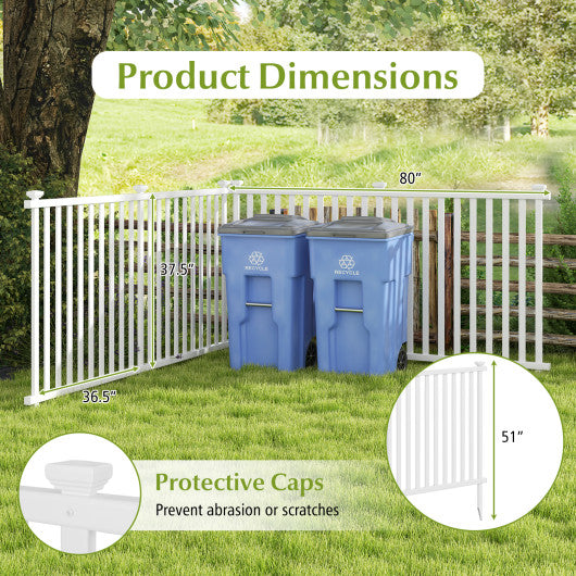 2 Piece 80 x 51 Inch Vinyl Picket Fence for Garden-White
