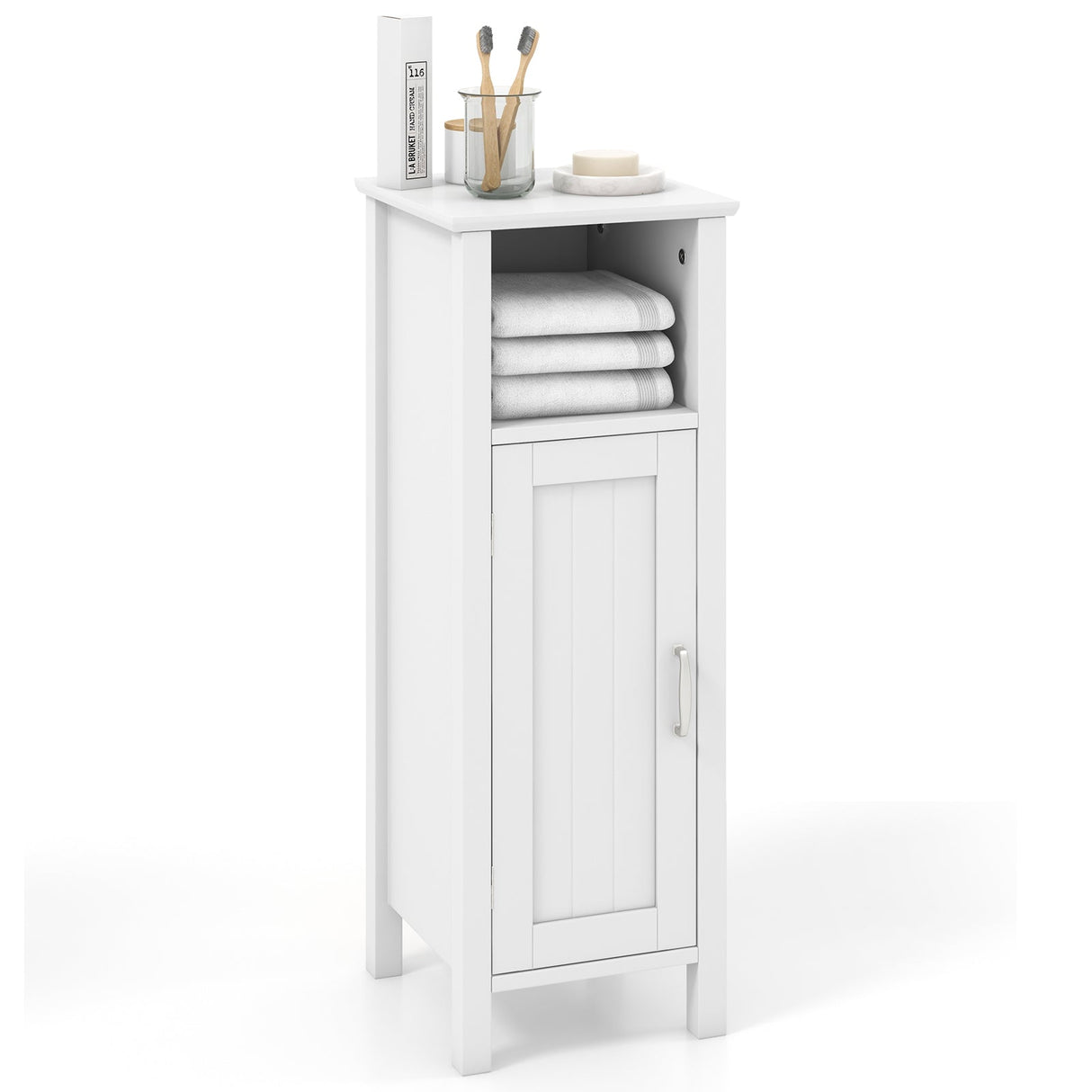 1-Door Freestanding Bathroom Cabinet with Open Shelf by DirectDeals