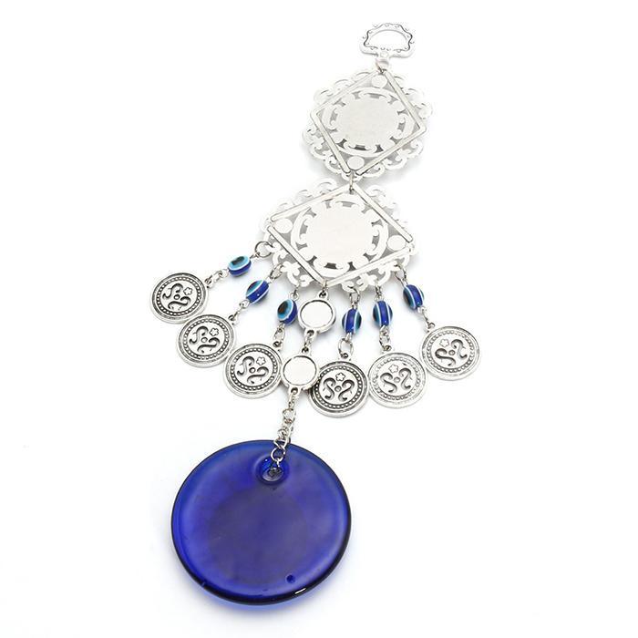 Wind Chimes Evil Eye Pendants Home Wall Hanging Decor Blessing Protection Gift Blue Evil Eye Wall Hanging Ornament With Round Eye Design Metal Home Decor Protection And Good Luck Charm Gift Blessing Protection Gift Dream Catcher Blue Rhinestone