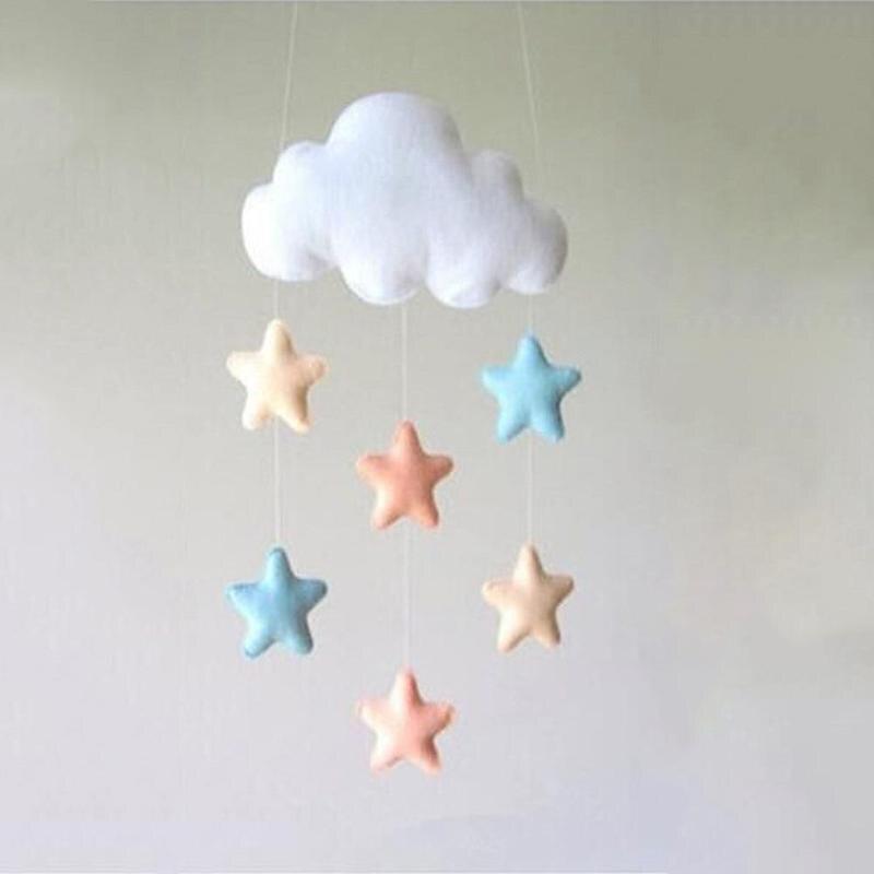 Wind Chimes Handmade Cloud Felt Love Pendant Baby Children Cloud Bed Bell Mobile Crib Jewelry Creative Pendant Bedroom Loving Ceiling Hanging Heart Decor Girls Wind Chime Nursery Decoration