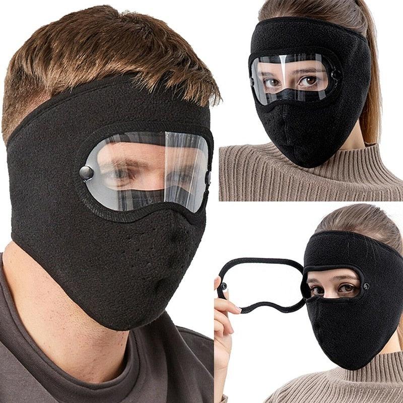 Windproof Anti Dust Face Mask Cycling Ski Breathable Masks Fleece Face Shield Hood Caps with HD Goggles Cycling Cap Balaclava Skating Hat Motorbike Biker Racing Breather Mask Tactical Airsoft Cap Scarf Mask Ski Hat Spring Summer For Men Women