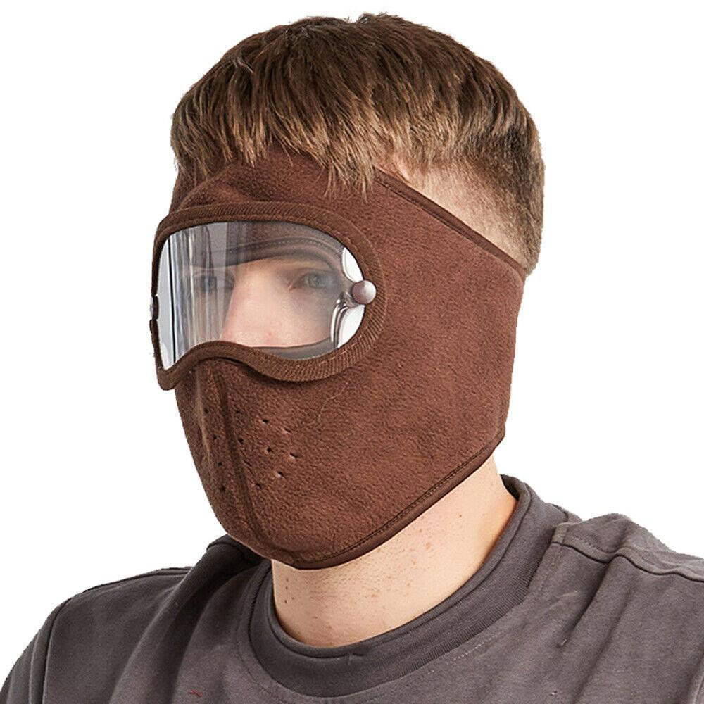 Windproof Anti Dust Face Mask Cycling Ski Breathable Masks Fleece Face Shield Hood Caps with HD Goggles Cycling Cap Balaclava Skating Hat Motorbike Biker Racing Breather Mask Tactical Airsoft Cap Scarf Mask Ski Hat Spring Summer For Men Women
