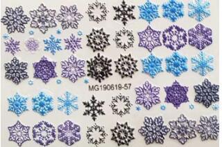 Winter Christmas Acrylic Engraved Nail Sticker Colorful Snow Design Decals Nail Water Slide Decals Nail Art Stickers Decals Christmas Snowflake Bronzing Christmas Slider Nail Art 3D Decals Decoration Decals Snowflakes Elk Bear Christmas Xmas Stickers